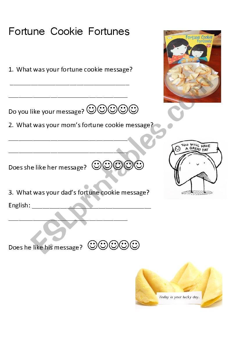  Fortune Cookie Messages  worksheet