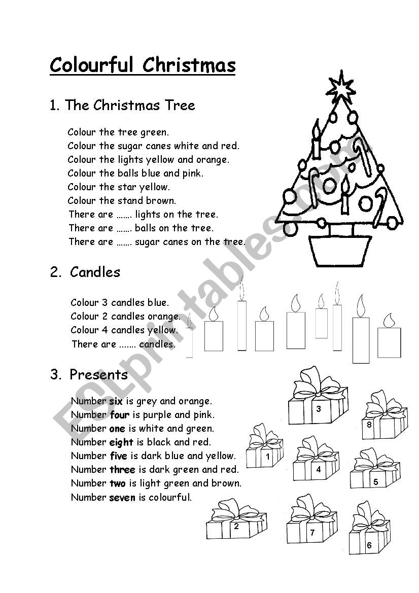 Colourful Christmas worksheet