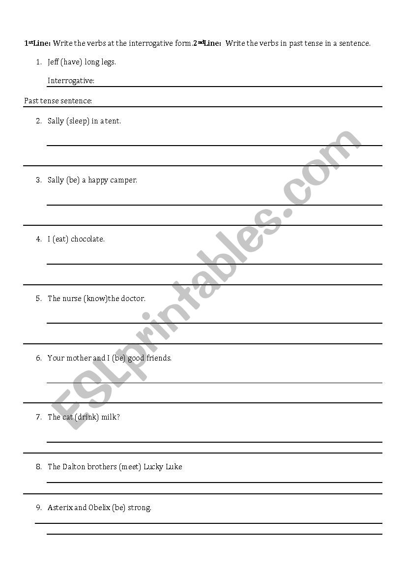 Interrogative present and simple past. 