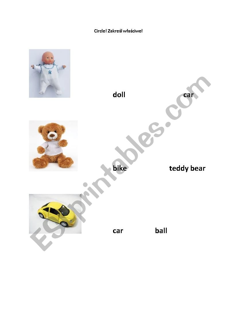 Toys worksheet