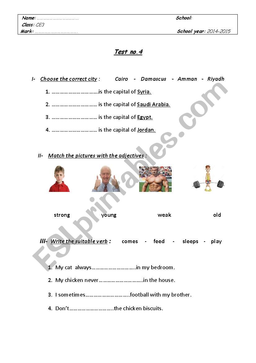 this is a final test for the grade 3 primary-school students