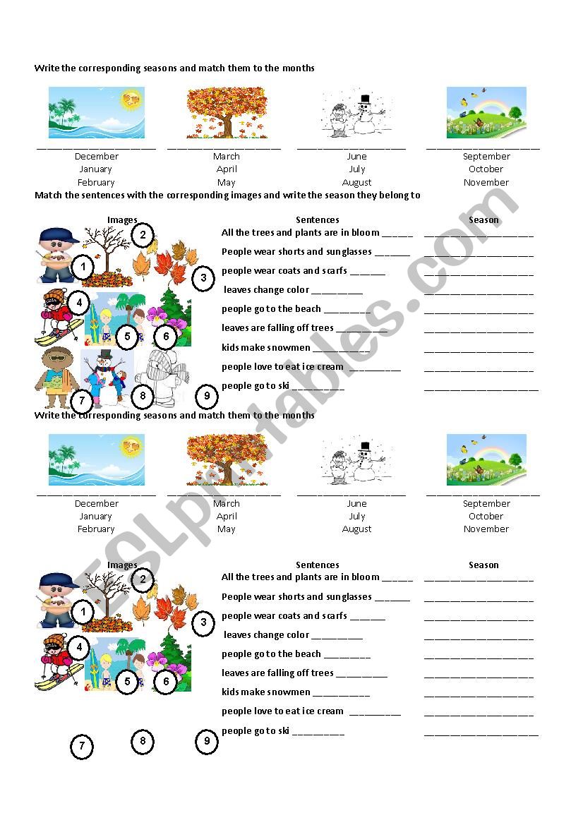 Seasons worksheet