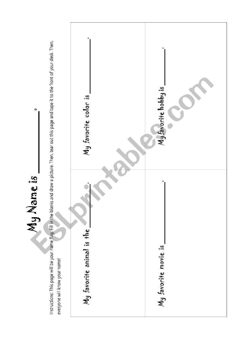 Name Flag worksheet