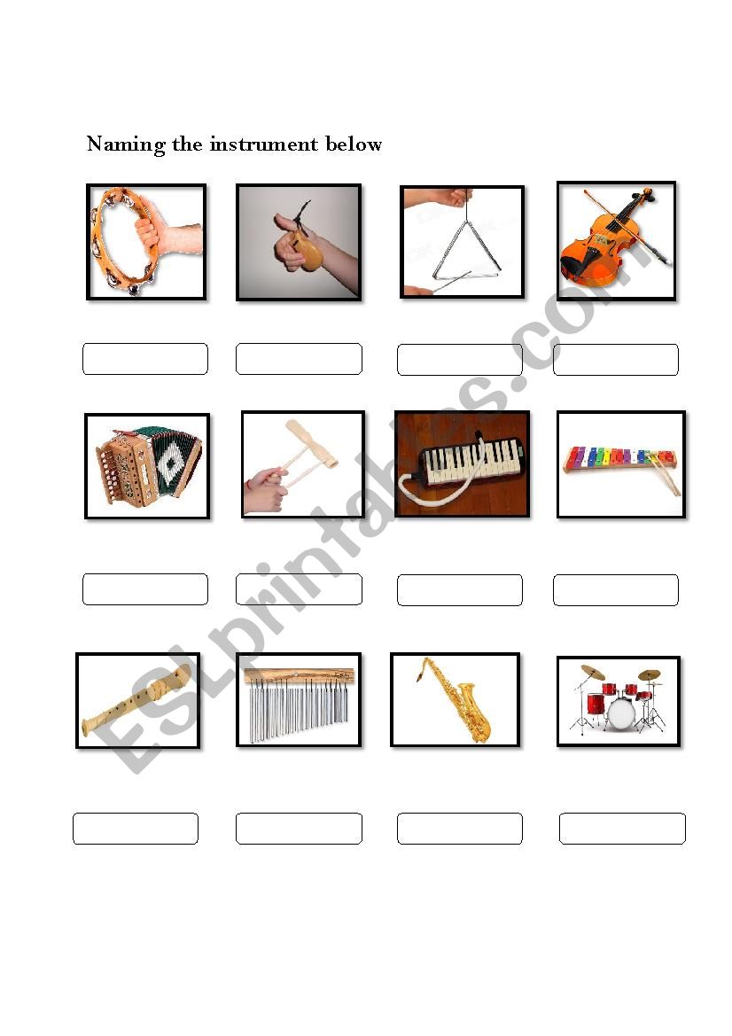 Naming Instrument worksheet