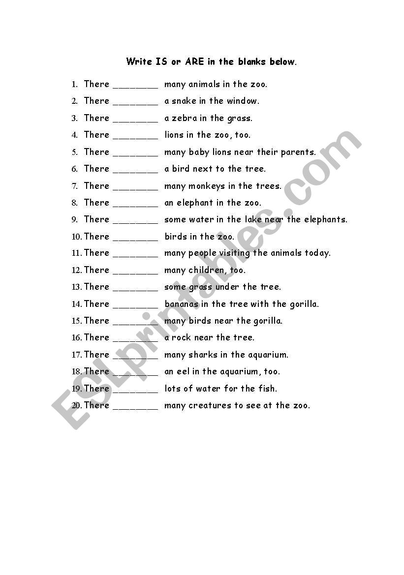 IS or ARE worksheet
