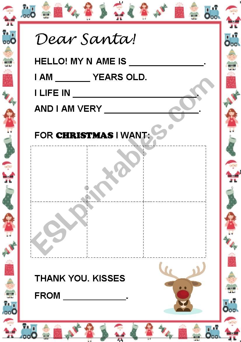 Santas Letter Easy worksheet