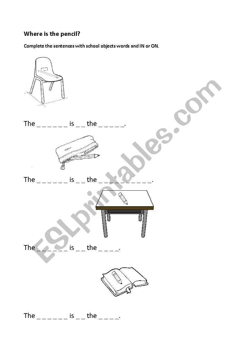 Where is the pencil? worksheet