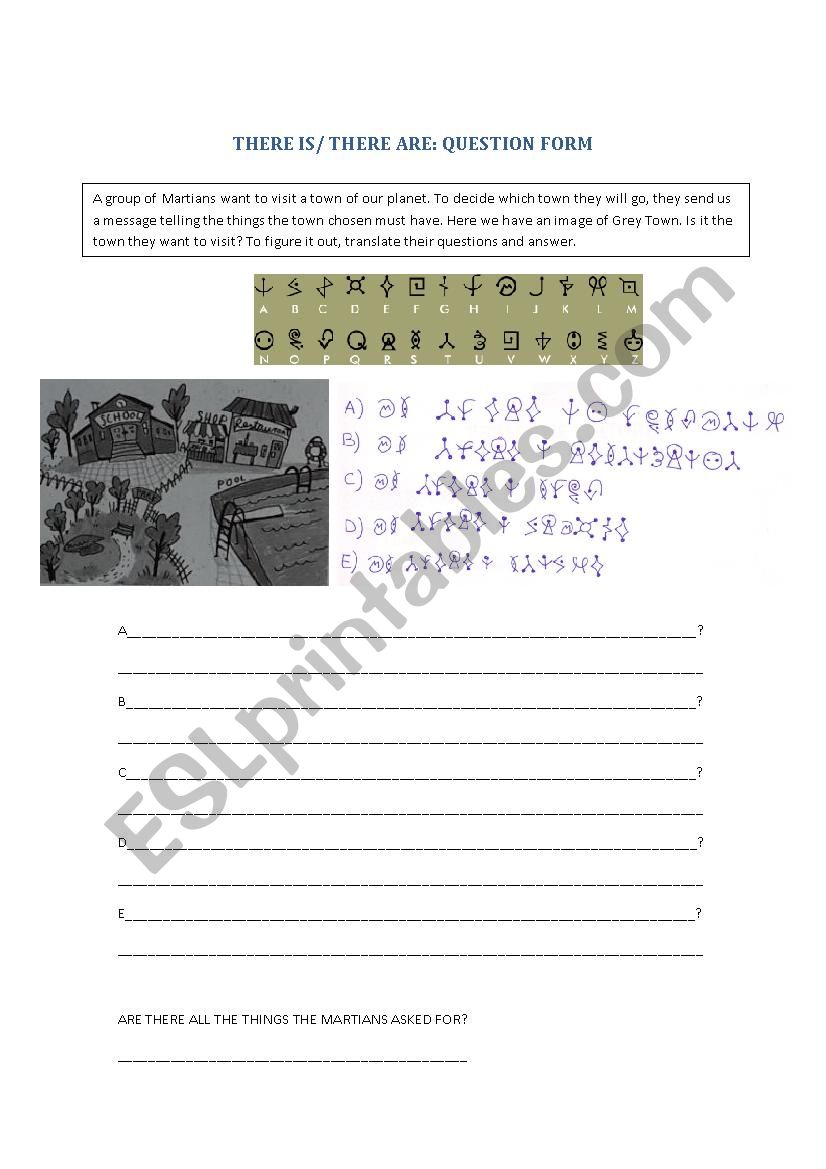 MARTIANS VISITING OUR TOWN worksheet
