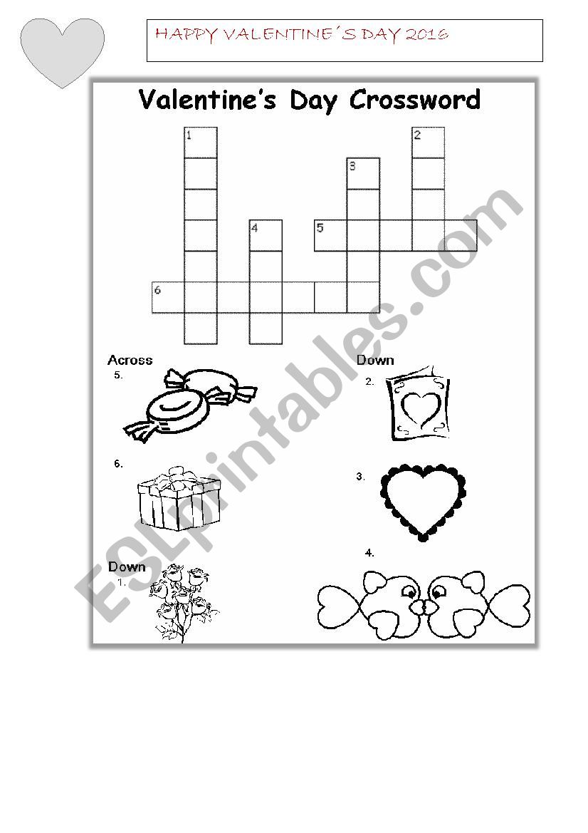 Valentines Day Crossword  worksheet