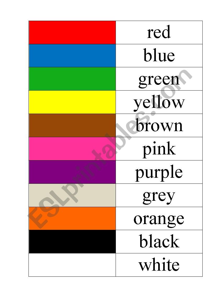 Colours worksheet