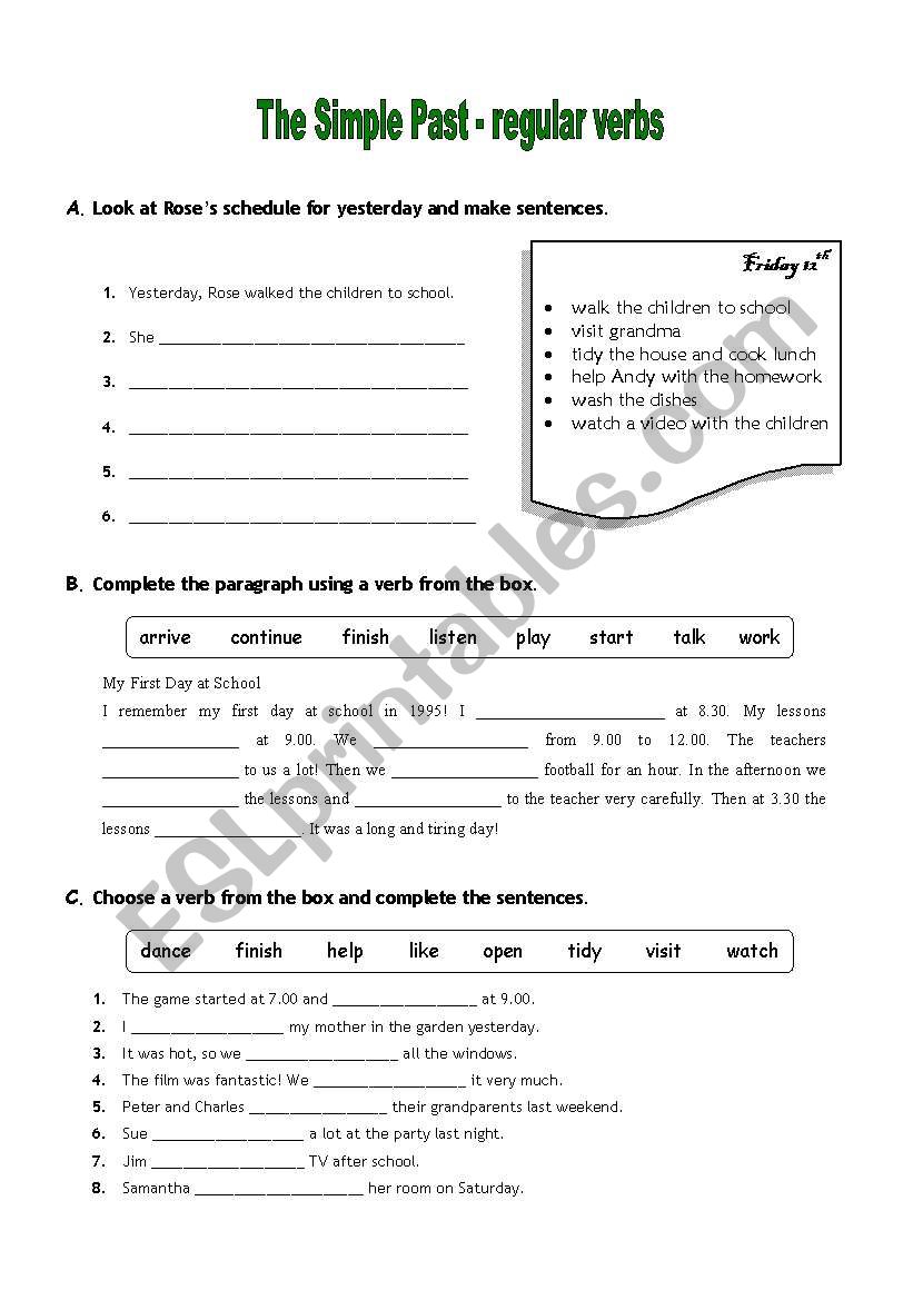 The Simple Past - regular verbs