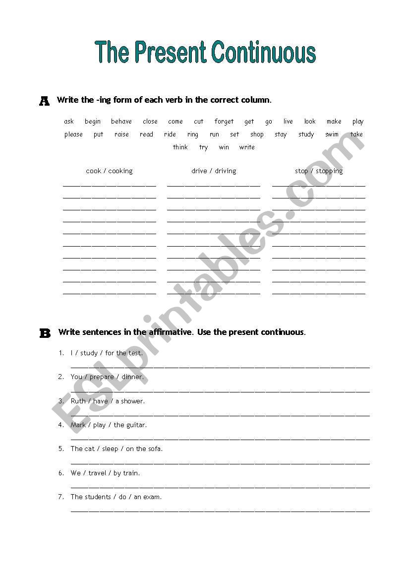 The Present Continuous worksheet