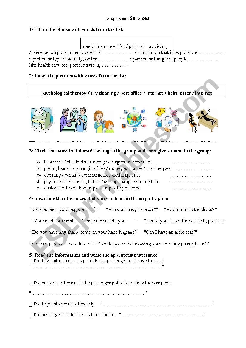 services worksheet