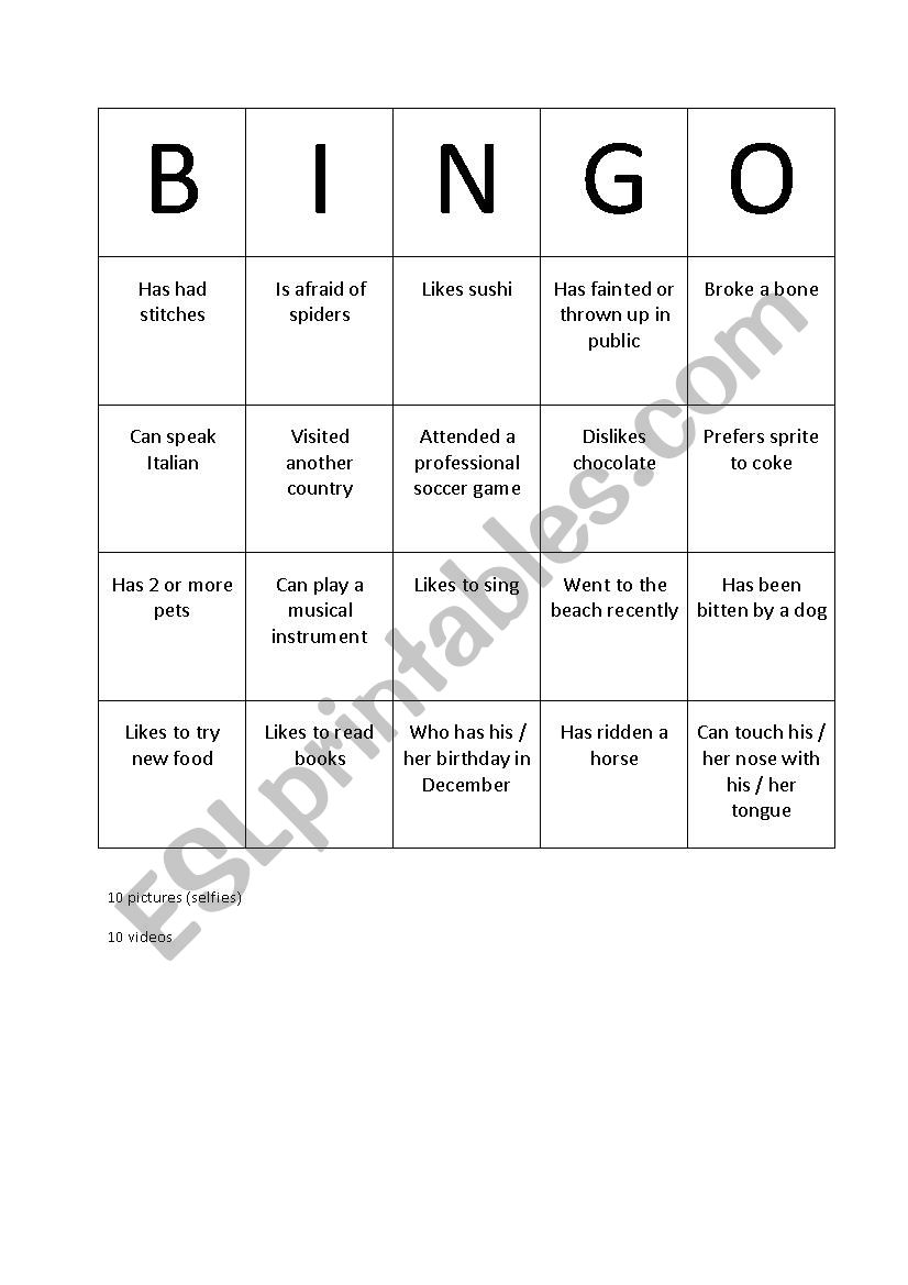 Bingo conversation find someone who 