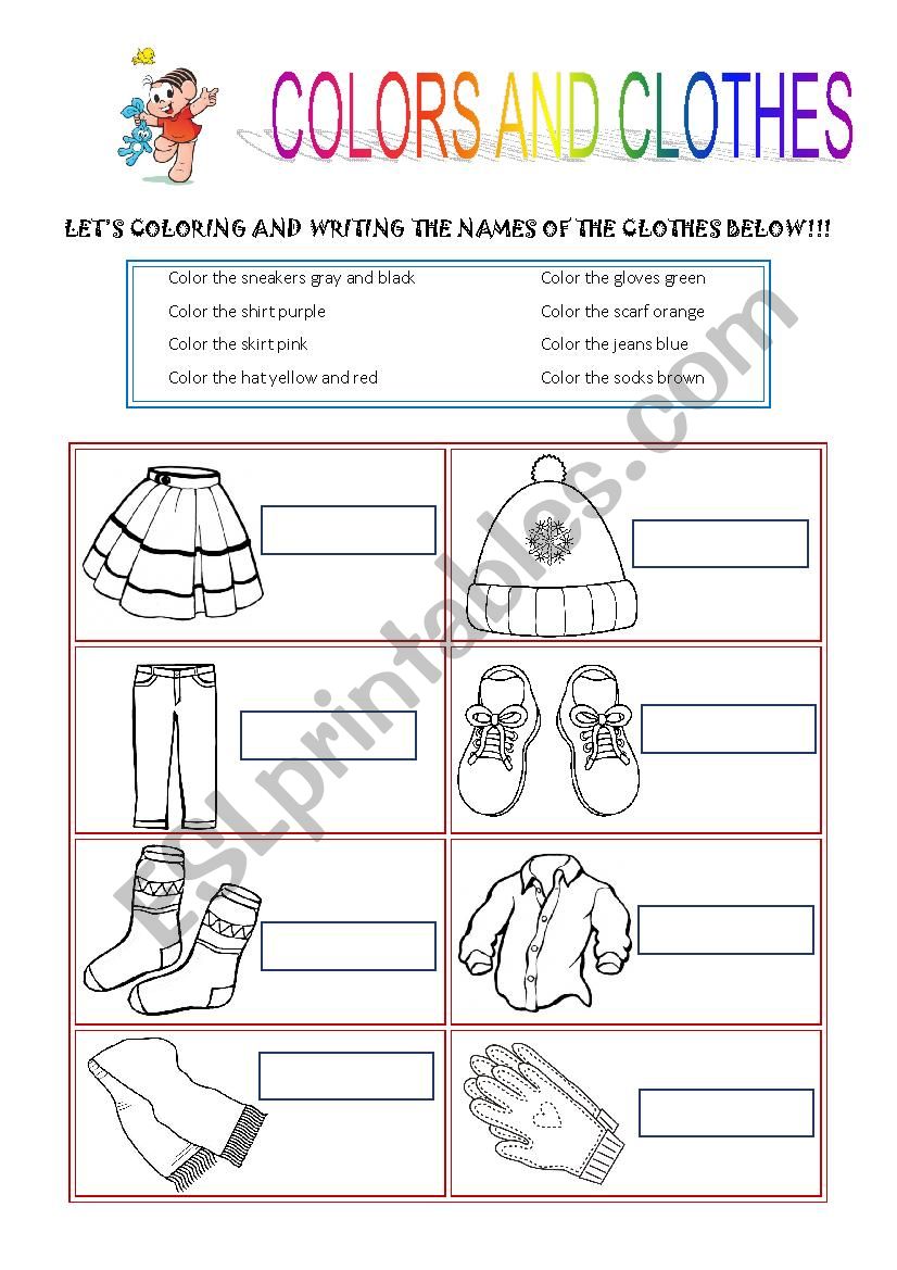 COLORS AND CLOTHES worksheet