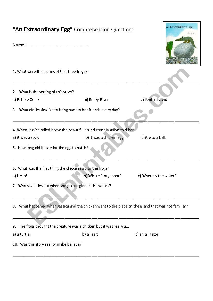 An Extraordinary Egg worksheet