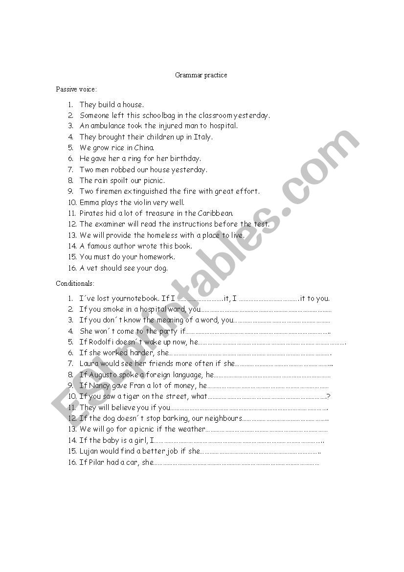 grammar practice worksheet