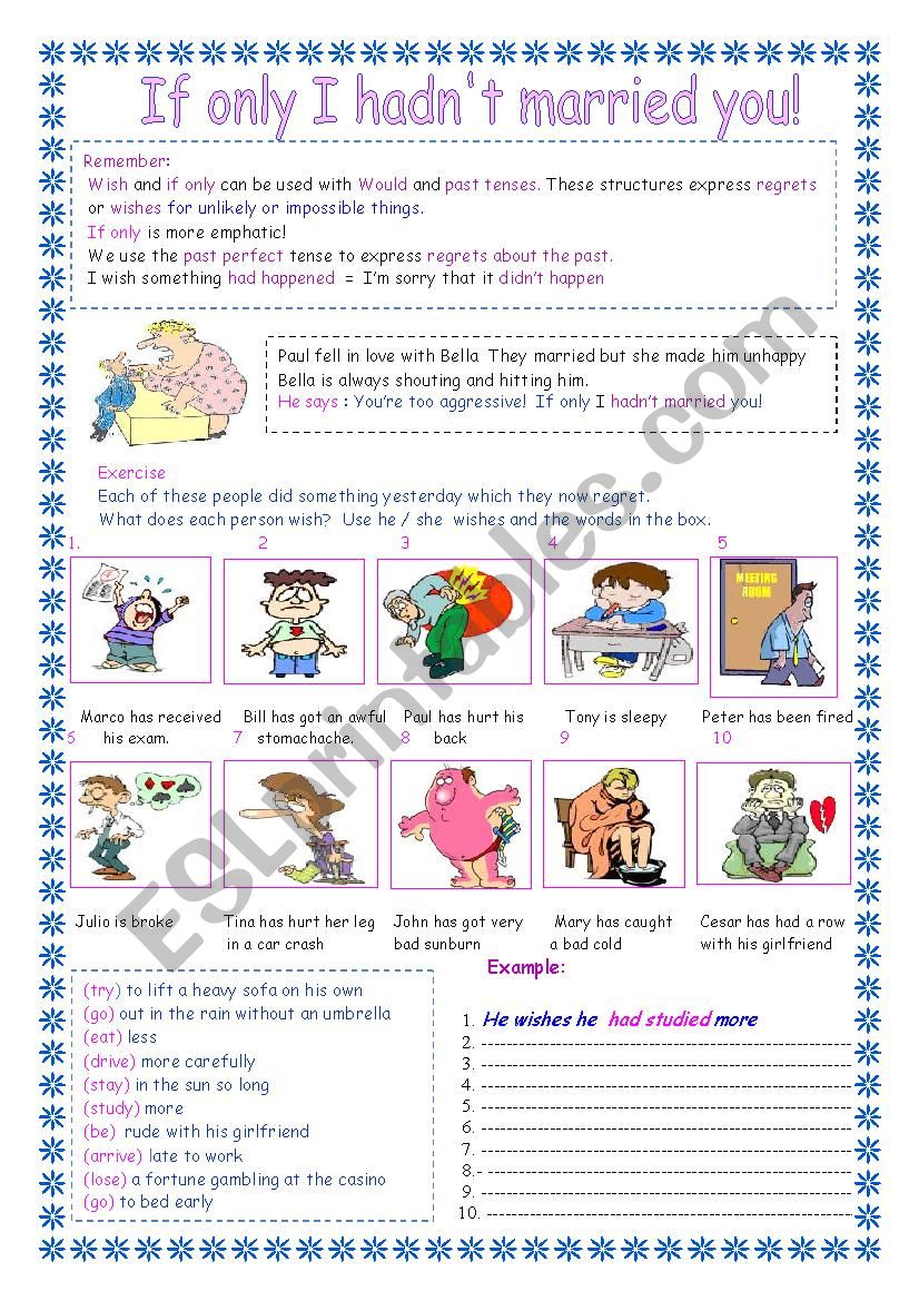 If only I hadnt married you! worksheet