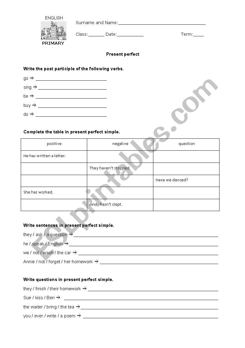 Present perfect - Past simple worksheet