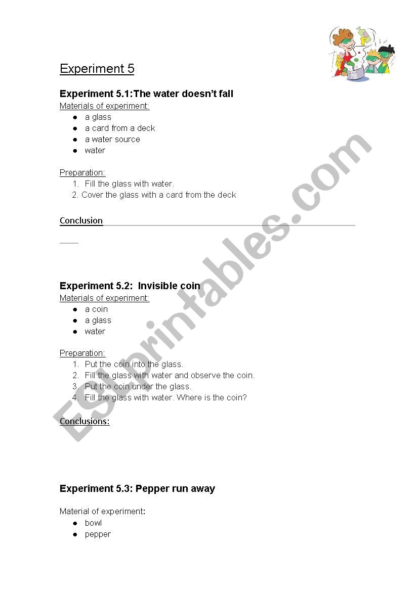 (English Science) 4 mini water experiments