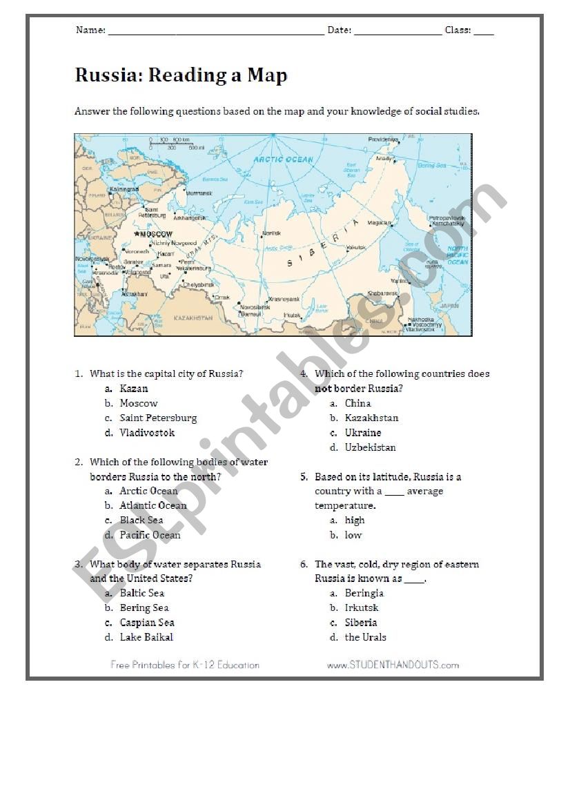 Worksheet about European countries