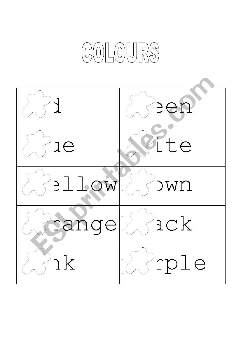 Colours worksheet