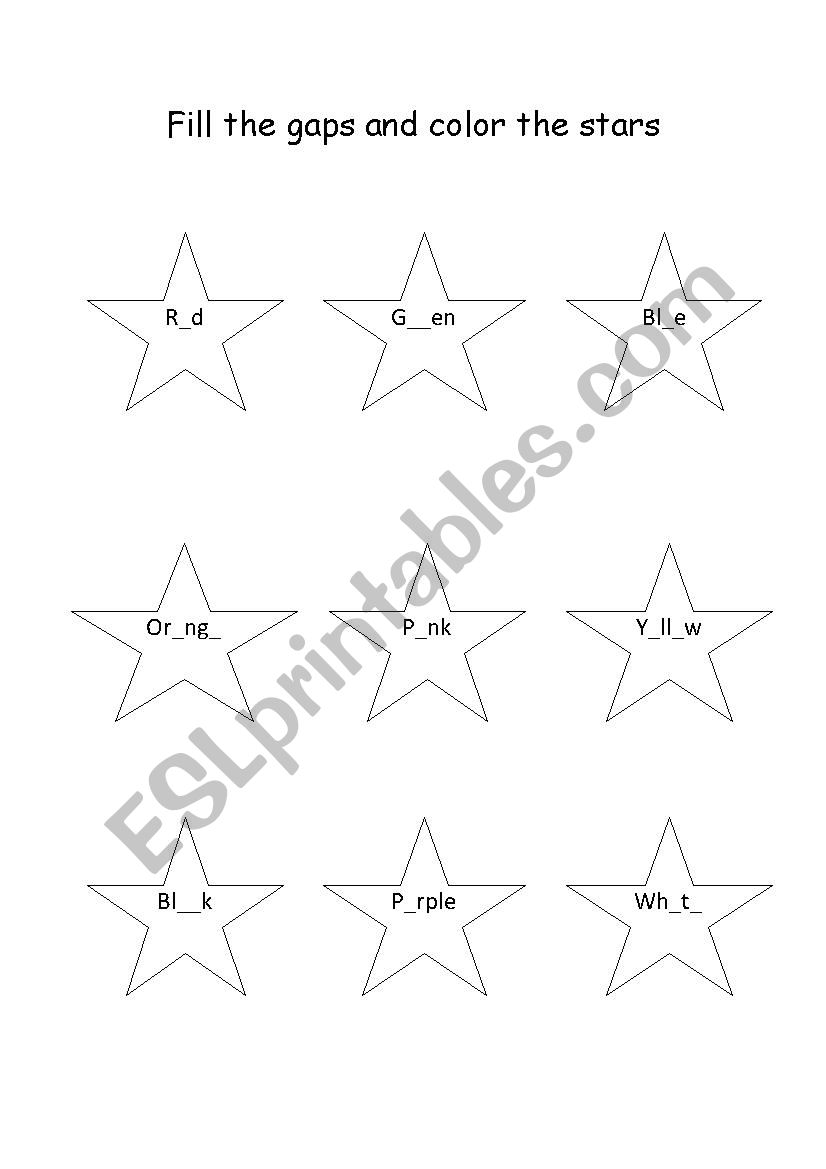 color the stars worksheet