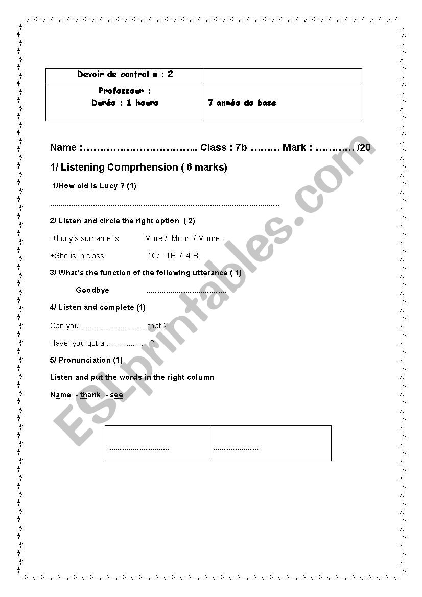 test term2 7 th form worksheet