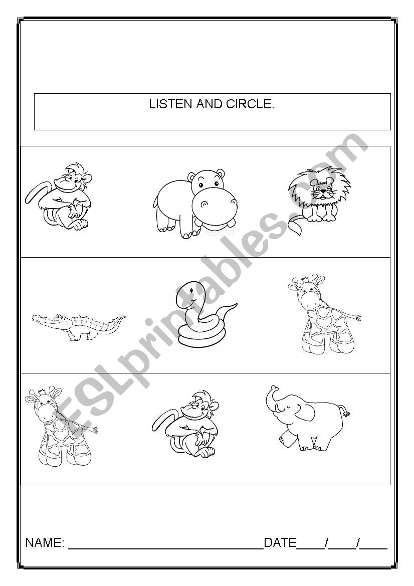 Wild animals worksheet