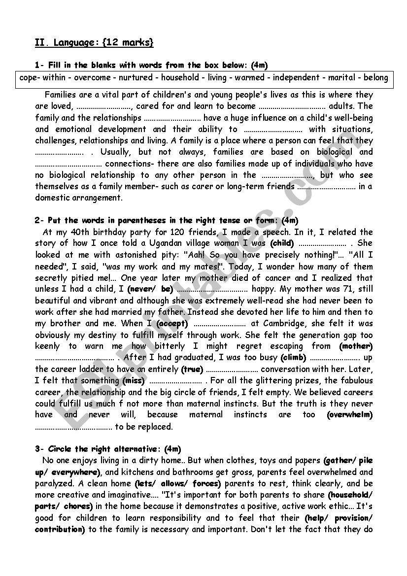 very useful Language excercises for 3rd year students