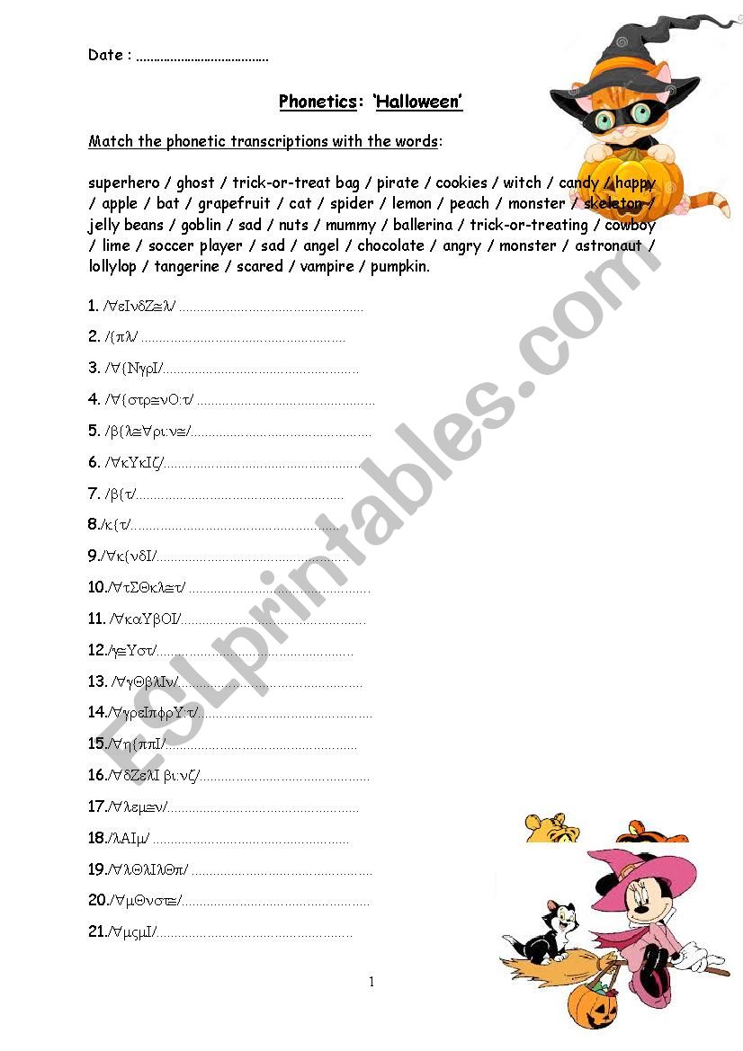 Halloween worksheet