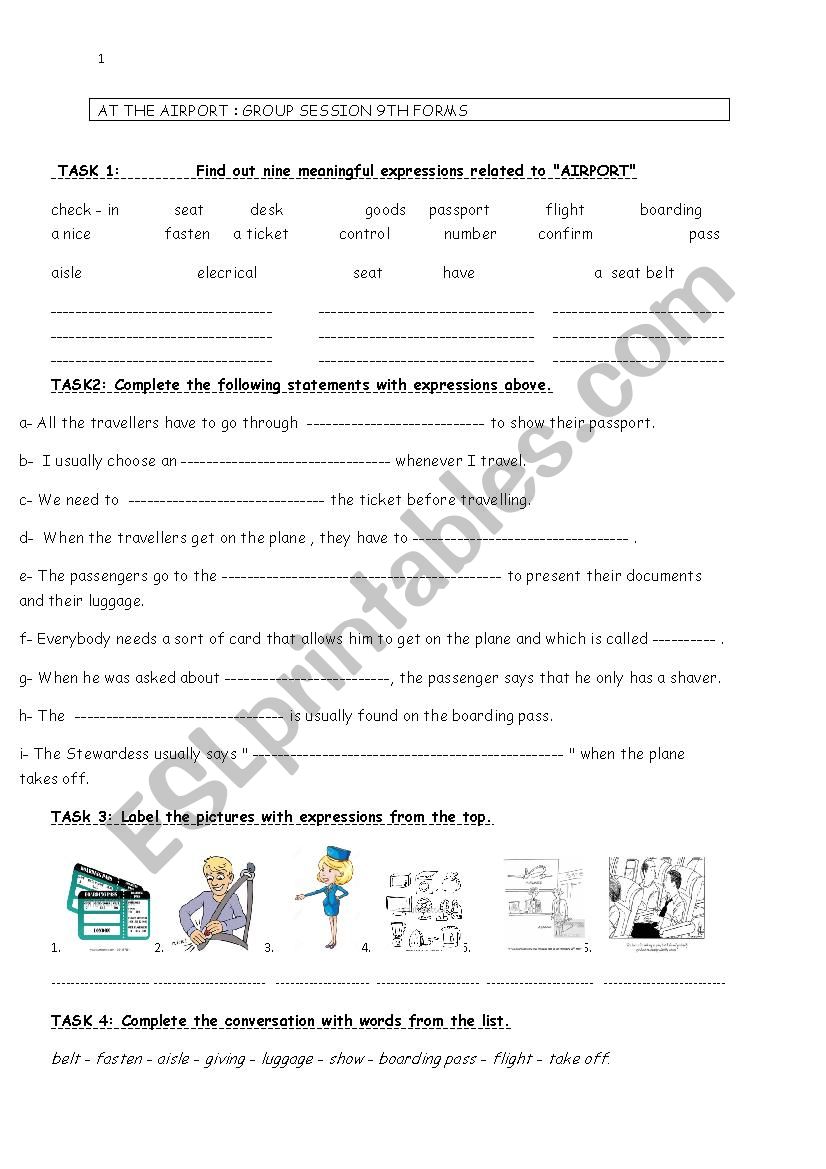 at the airport worksheet