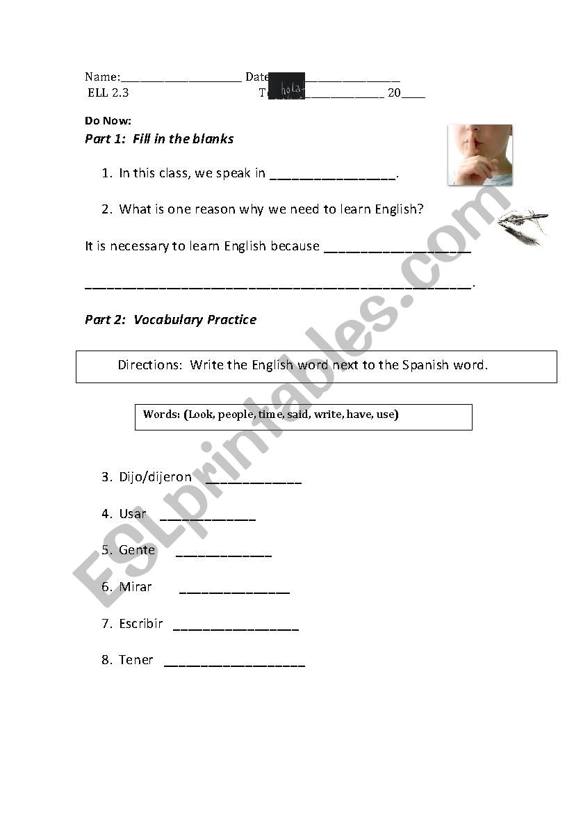 Pronouns worksheet