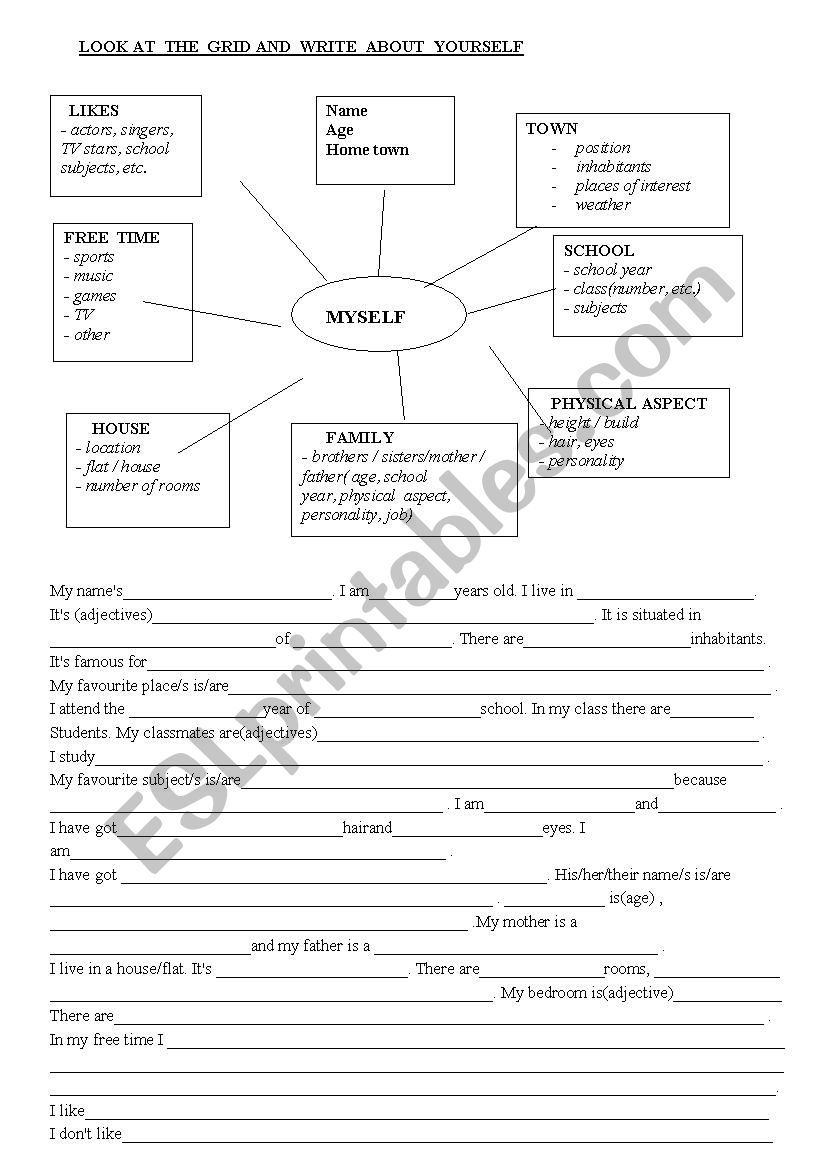 WRITE ABOUT YOURSELF worksheet