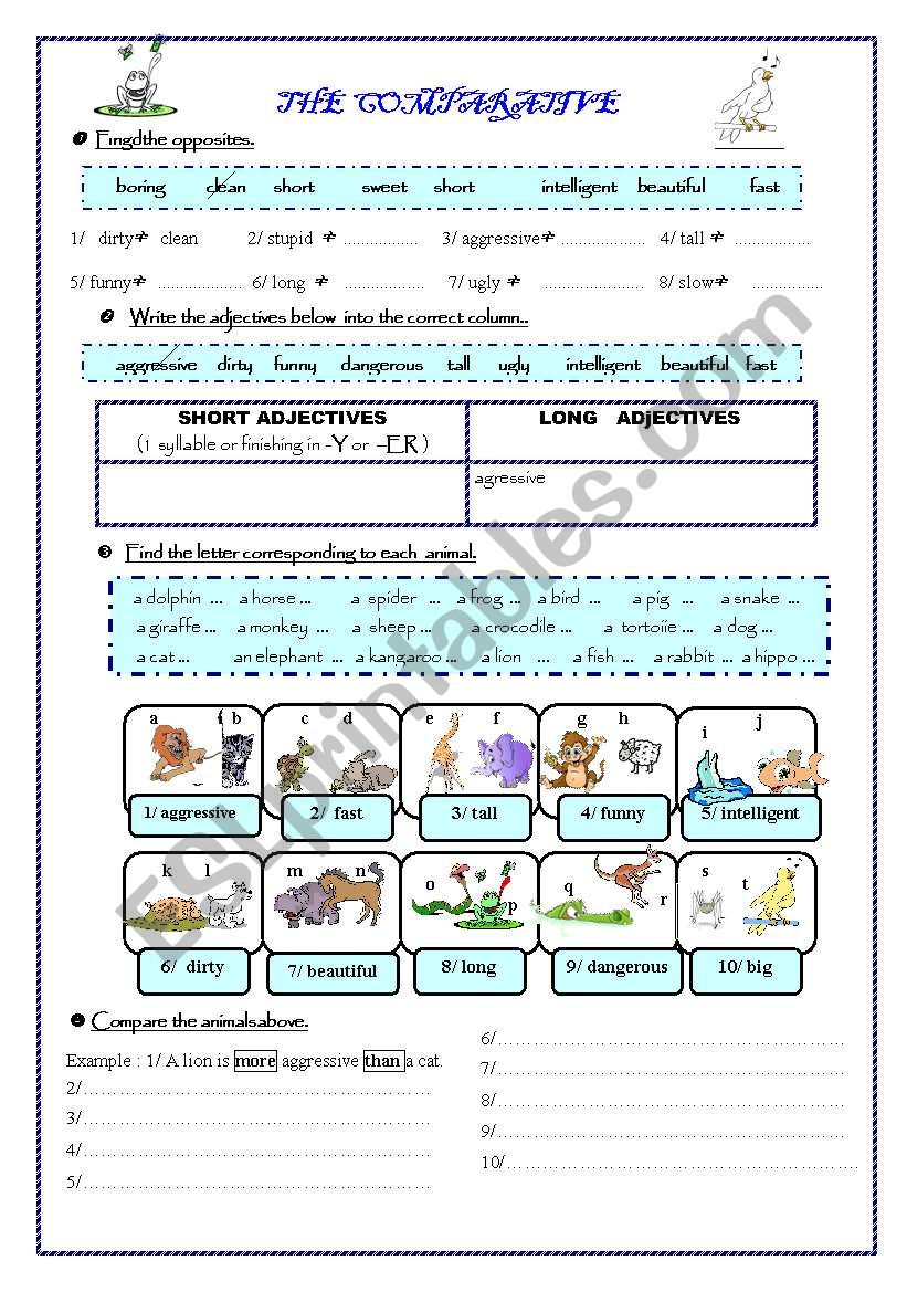 The comparative (animals) and opposites