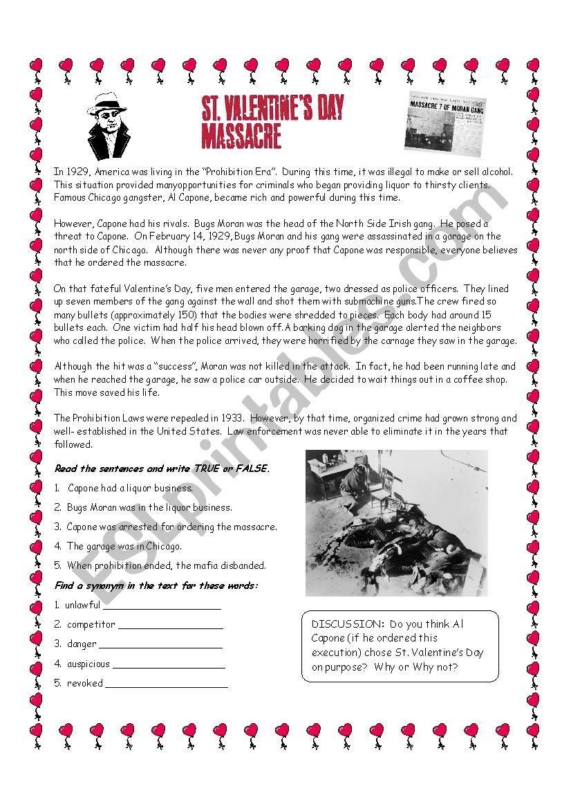 St Valentines Day Massacre Reading Exercise