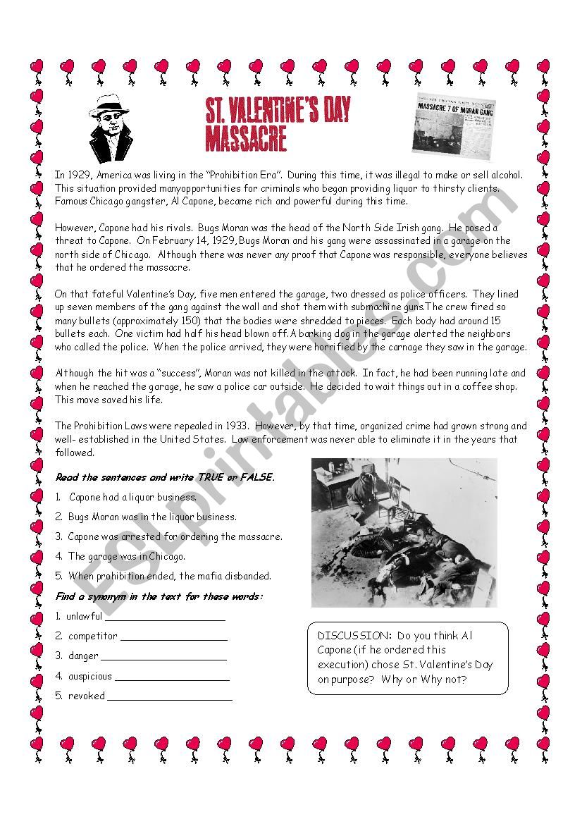 St Valentine´s Day Massacre Reading Exercise