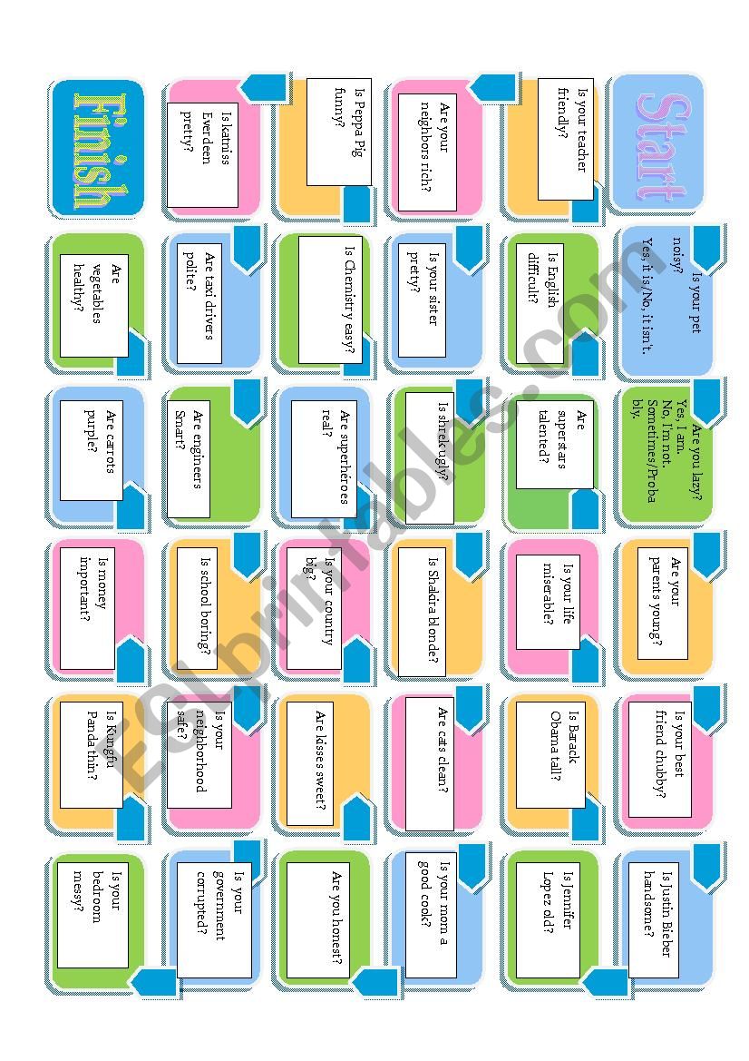 easy verb to be boardgame worksheet