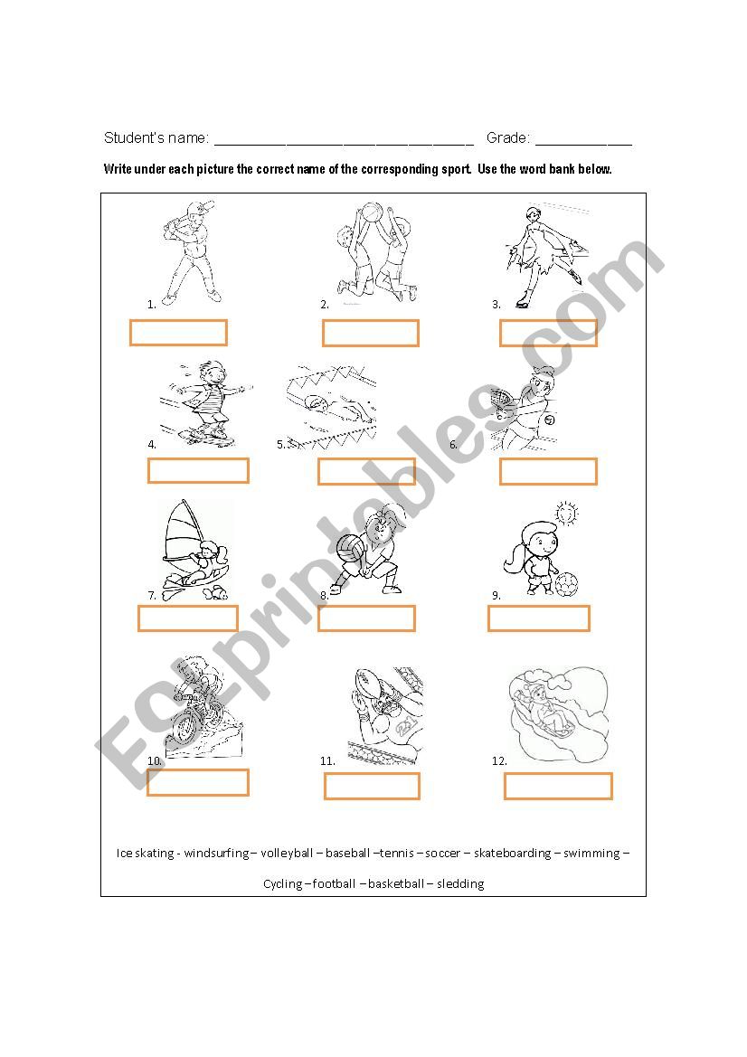 Sport-vocabulary worksheet