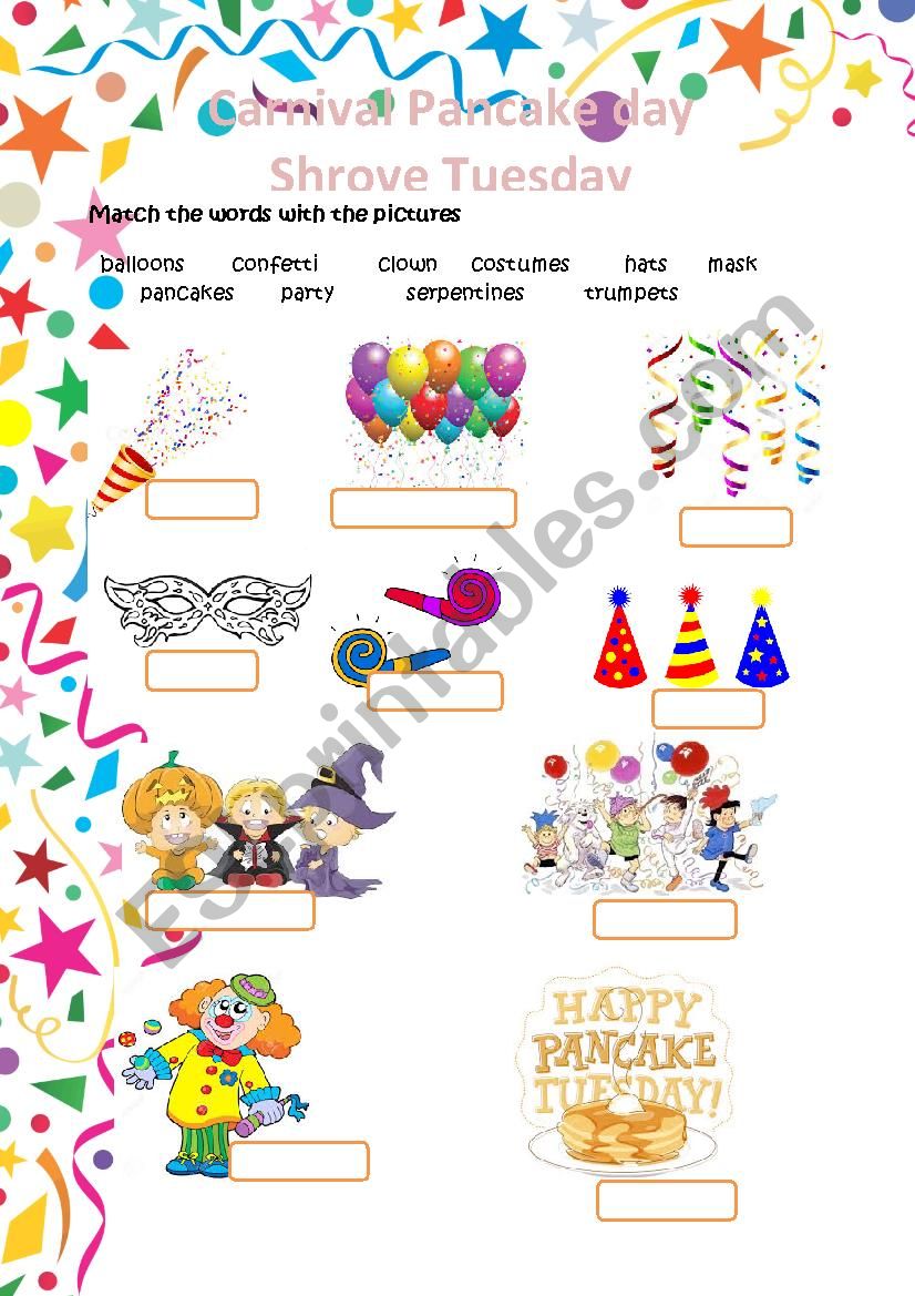 carnival vocabulary worksheet