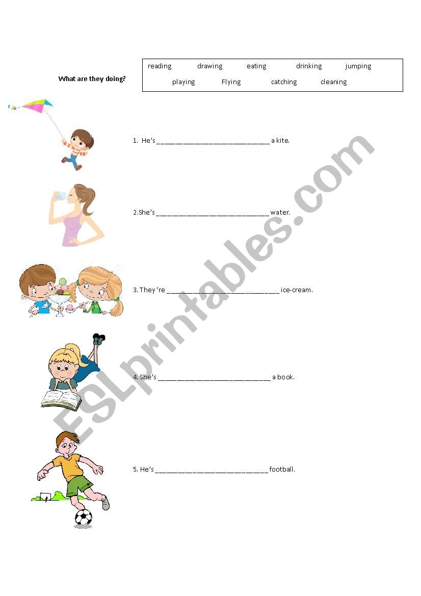 Verbs (actions) worksheet