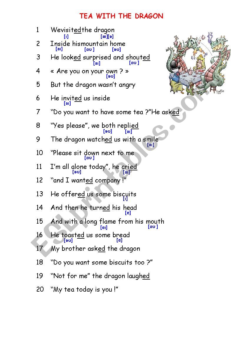 ED pronounciation worksheet