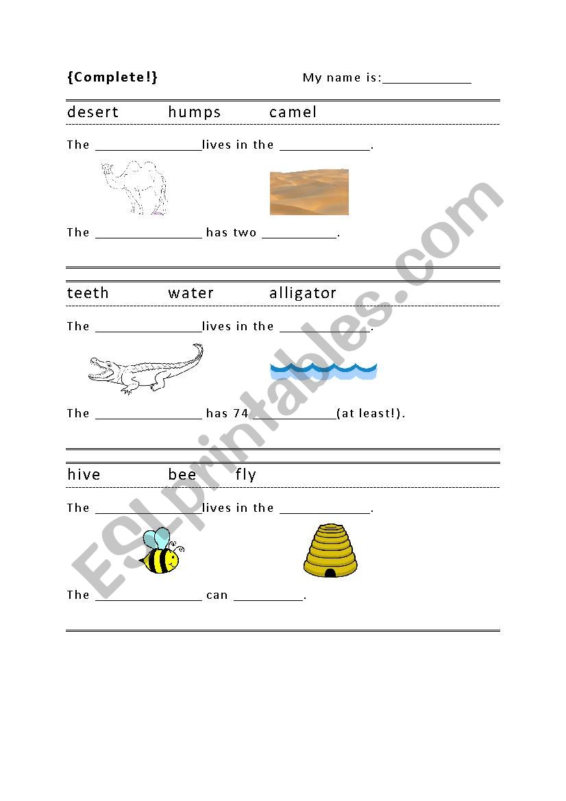 Complete the sentence - 2. worksheet