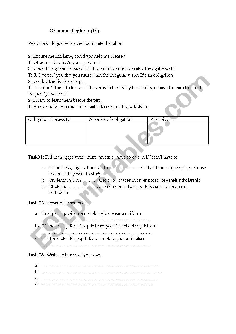 grammar worksheet