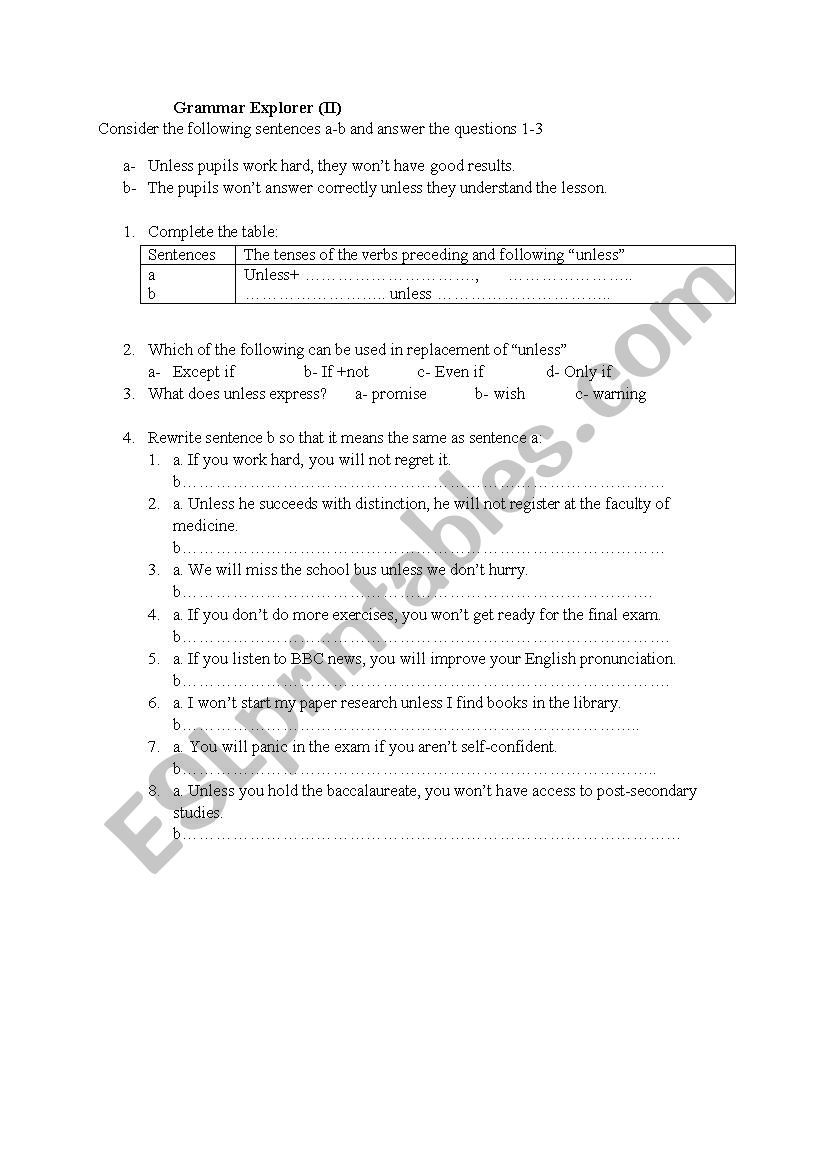 grammar worksheet