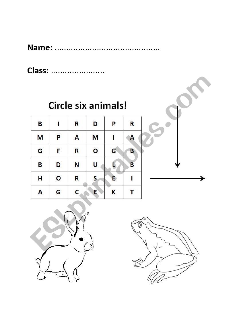 Circle six animals worksheet