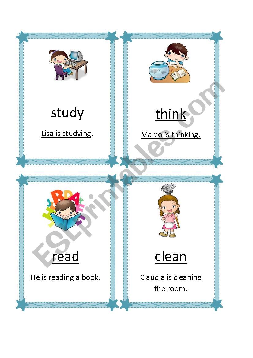 ACTION VERBS FLASHCARDS worksheet