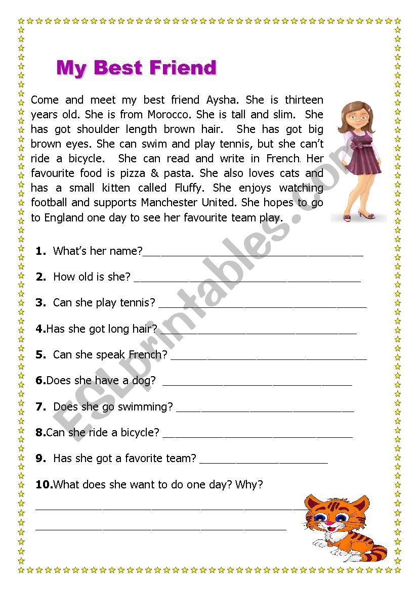 My Best Friend worksheet