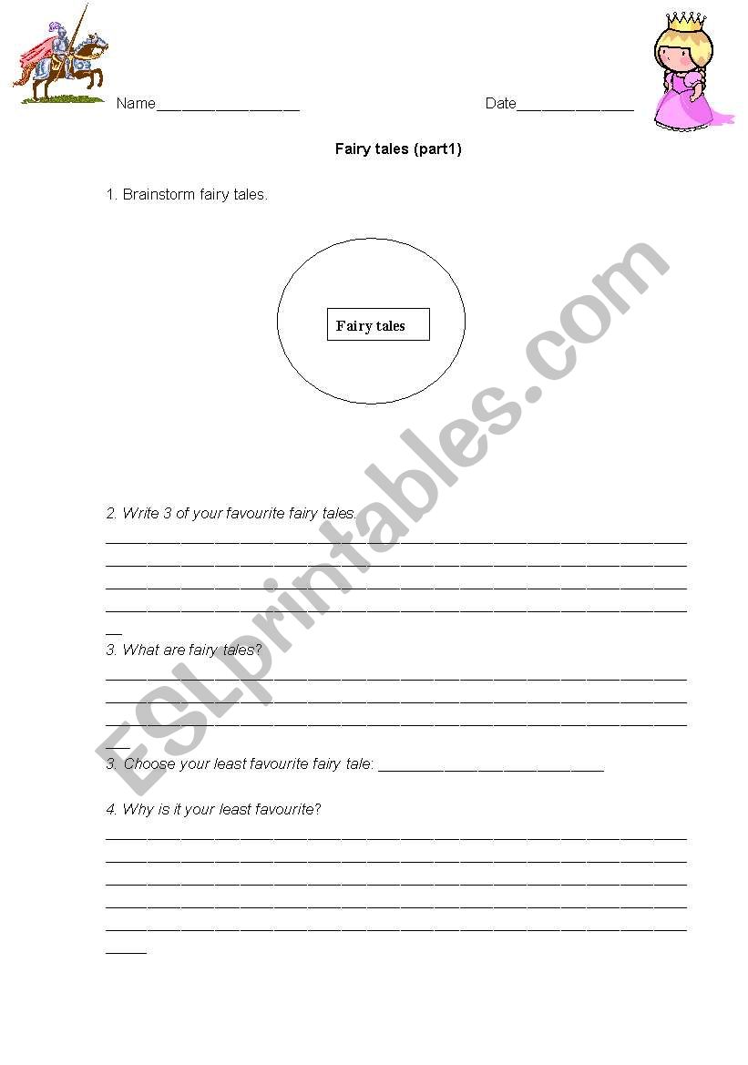 Writing Fairy Tales worksheet