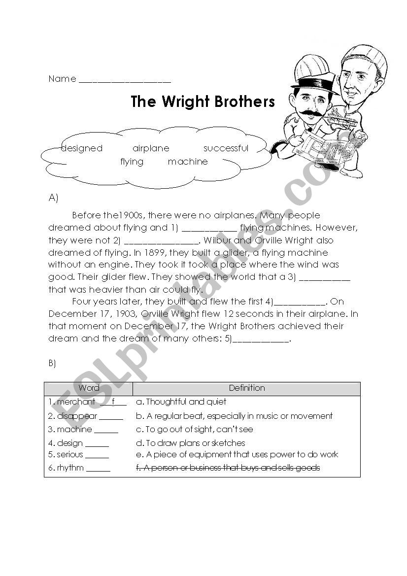 The Wright Brothers - ESL worksheet by marheyer1